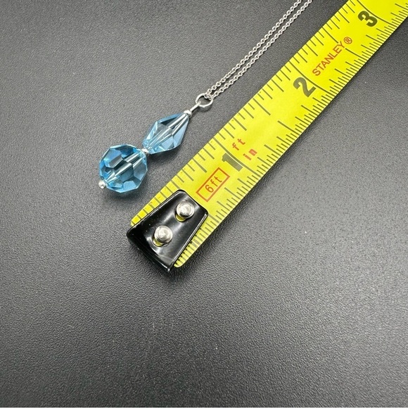 Swarovski Elements Blue and Sterling Silver Teardrop Necklace - Picture 7 of 9